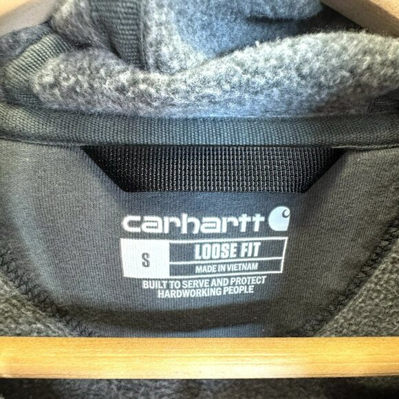 Carhartt Hoodie Mens Size Small Loose Fit Green Pullover Hooded Sweatshirt - Picture 3 of 5